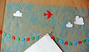 Nursery Cardboard Art: Tibetan mountain with flag garland